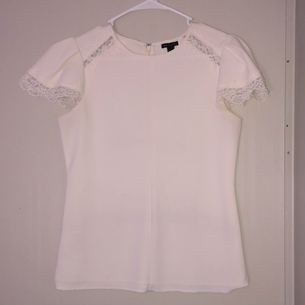 White and Lace Slim Ann Taylor Top in Small!